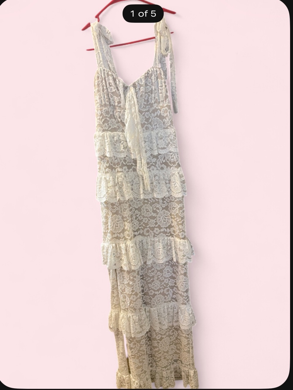 Show Me Your MuMu Monica Cream Lace Tiered Maxi Dress